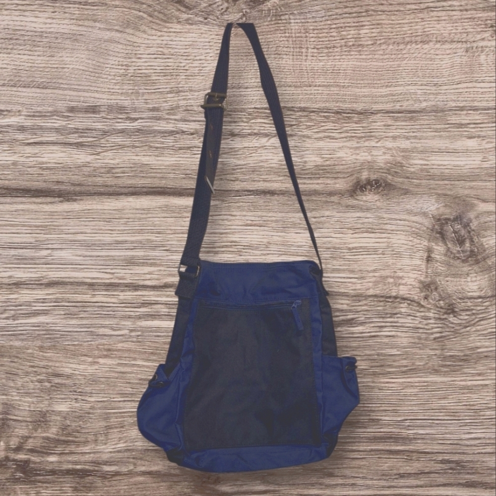 Stylish Blue and Black Men's Bag with Adjustable Strap and Side Bottle Holder